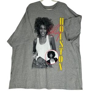 Whitney Houston Grey Short-Sleeved Graphic Tee Shirt Men's Size 5X NWOT